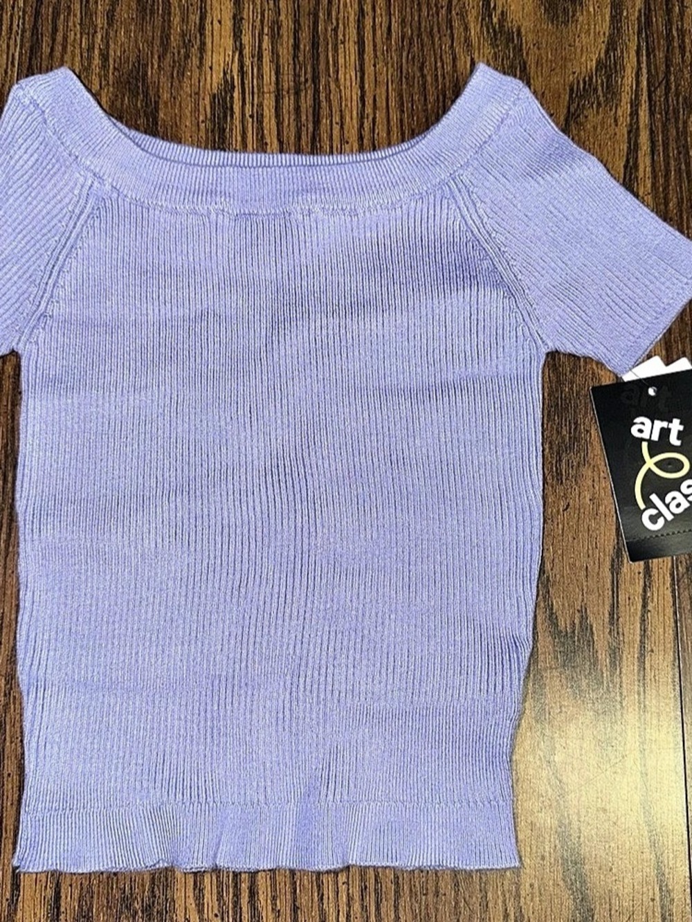 art class Ribbed Short Sleeve Top in Purple Size Medium NWT